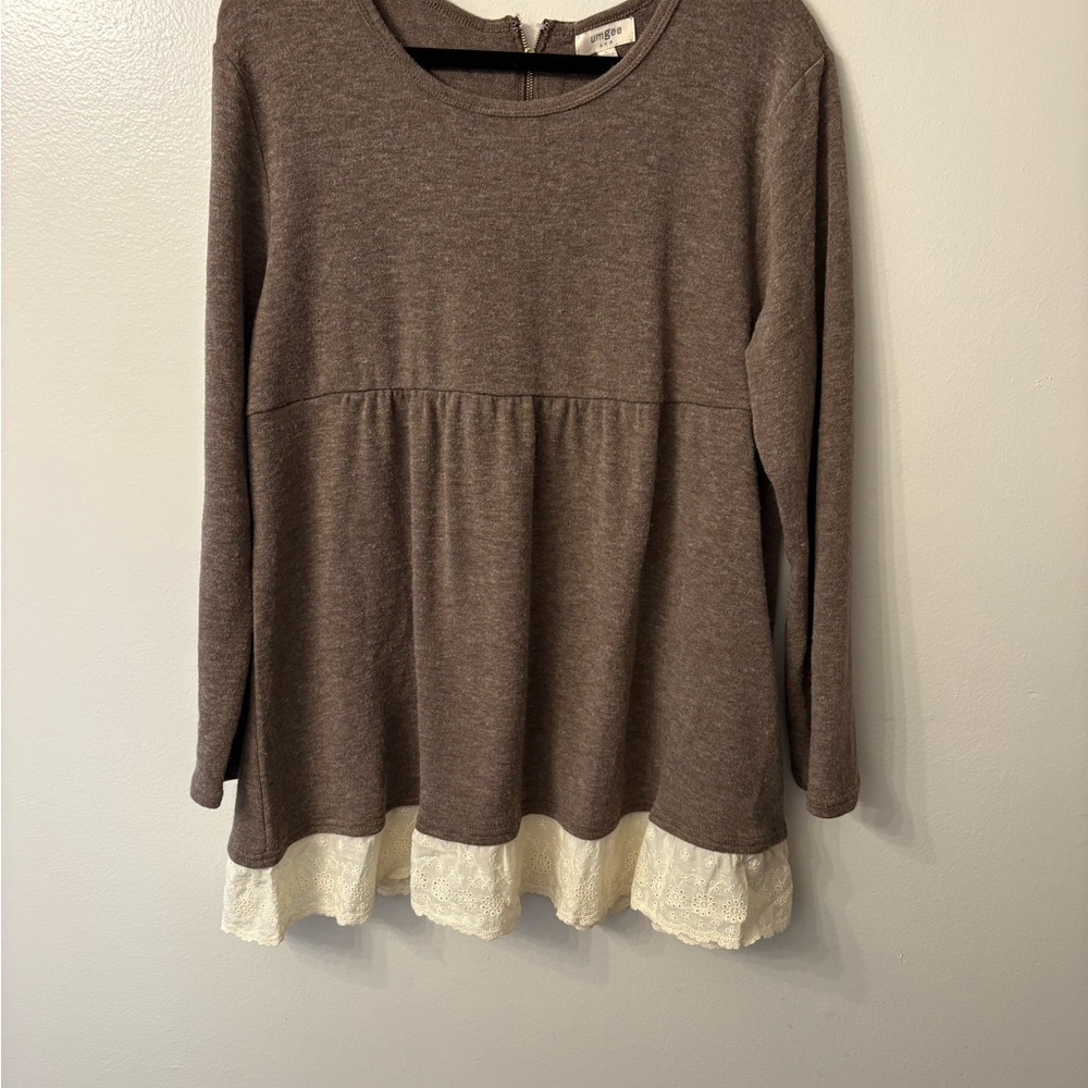 Umgee Brown and Cream Sweater